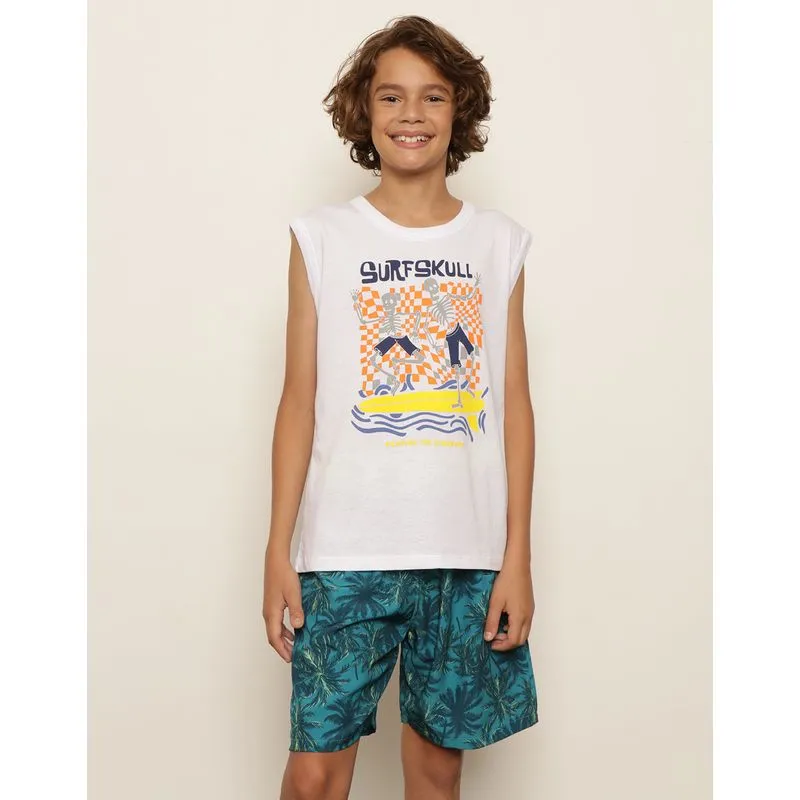Regata Juvenil Estampa Sortida Branca 18