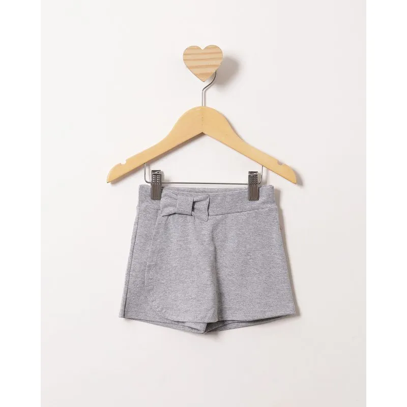 Short Saia Bebê Curto Com Lacinho Cinza 3
