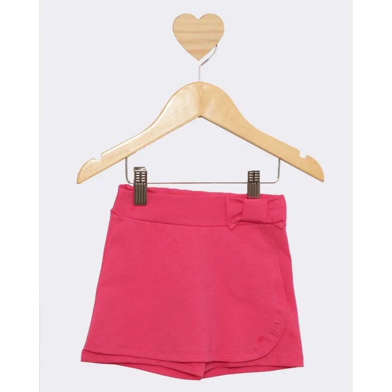 Short Saia Bebê Curto Com Lacinho Rosa 1