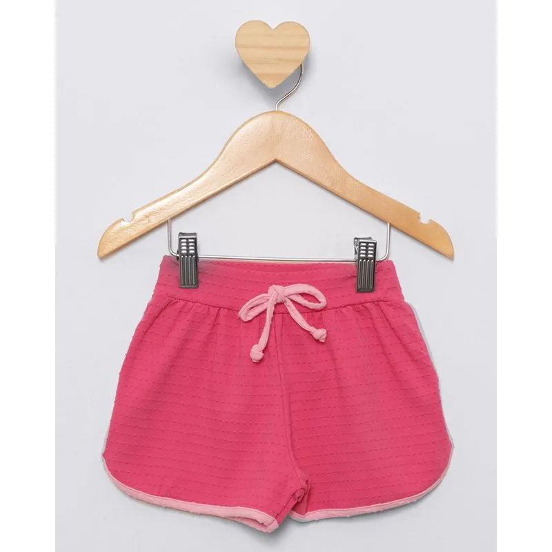 Short Bebê Boxer Texturizado Com Cordão Rosa 3