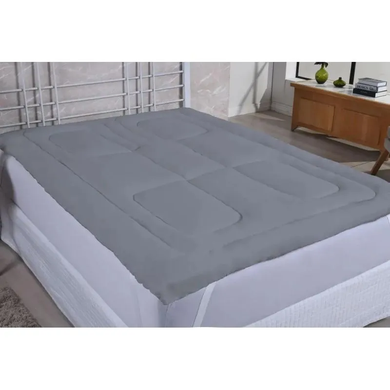 Protetor Pillow Casal Padrão Macio Manta Fibra Siliconi Cinz