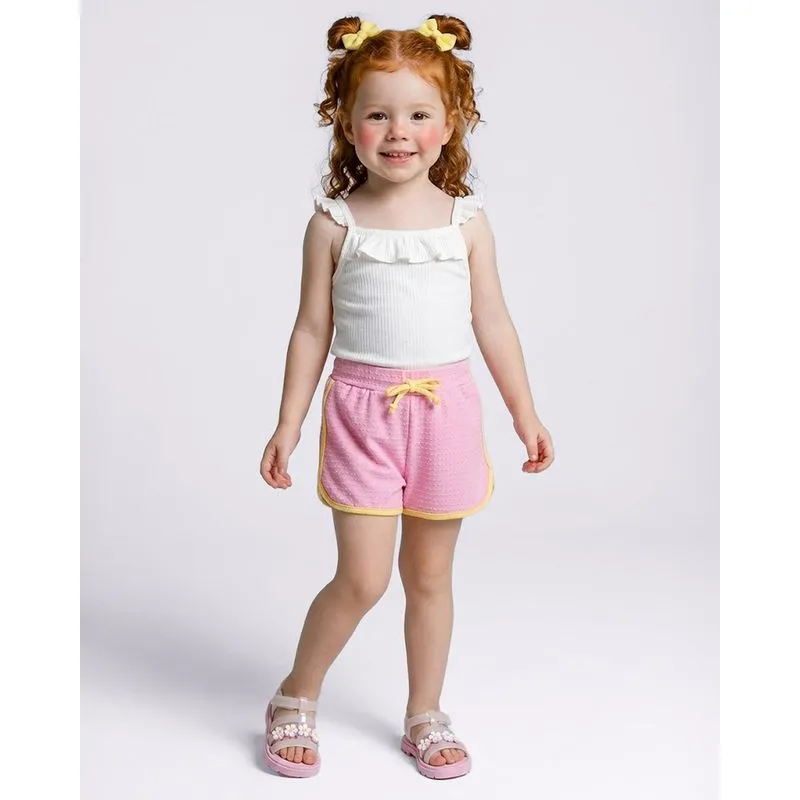 Short Bebê Curto Boxer Texturizado Rosa 1