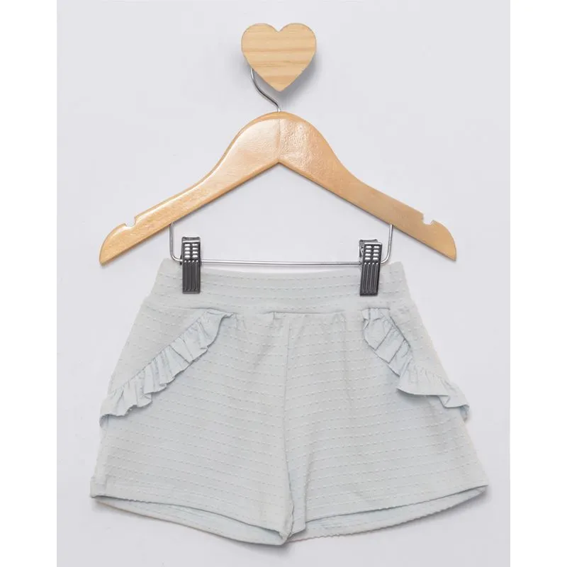 Short Bebê Curto Texturizado Com Babado Azul 1
