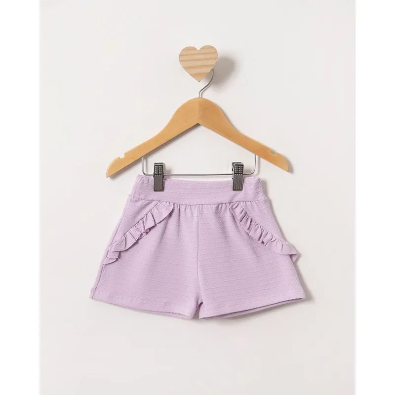 Short Bebê Curto Texturizado Com Babados Lilás 3