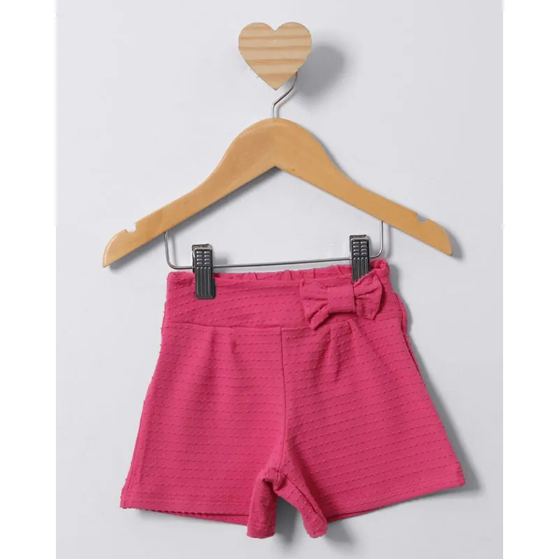 Short Bebê Curto Texturizado Com Lacinho Rosa 2