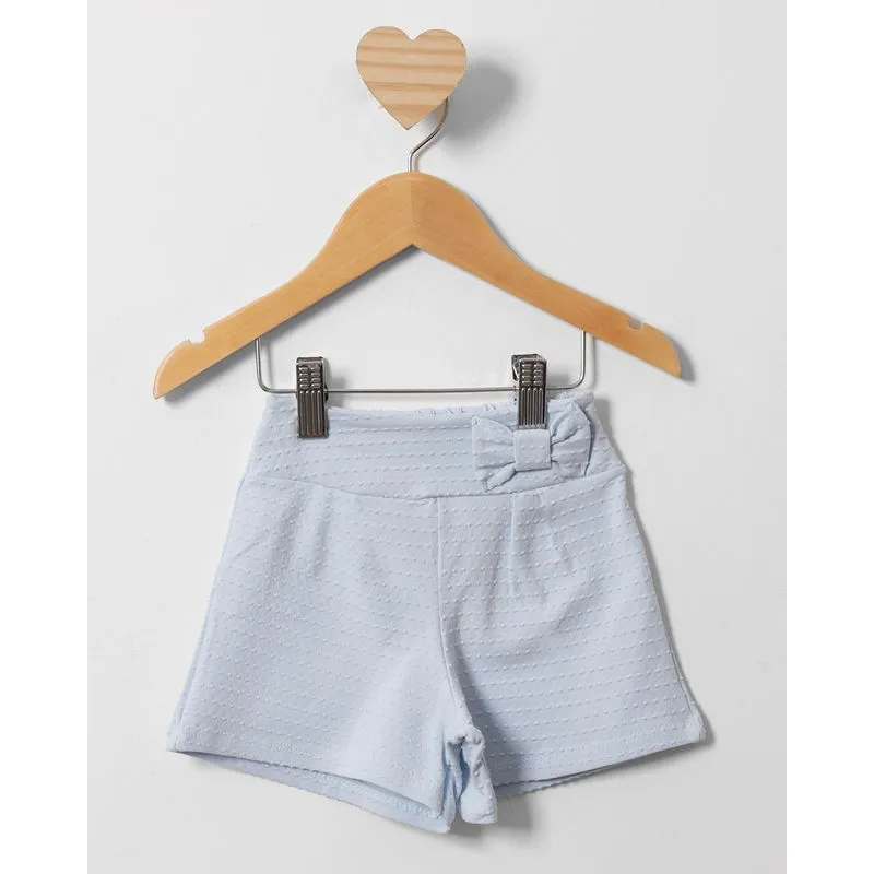 Short Bebê Curto Texturizado Com Lacinho Azul 2