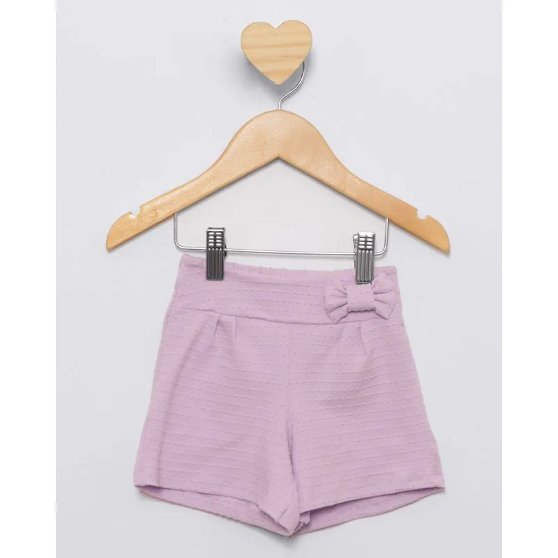 Short Bebê Curto Texturizado Com Lacinho Lilás 1