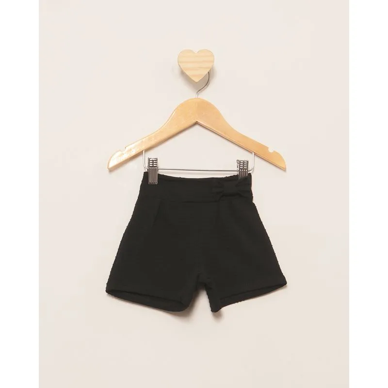 Short Bebê Curto Texturizado Com Lacinho Preto 2