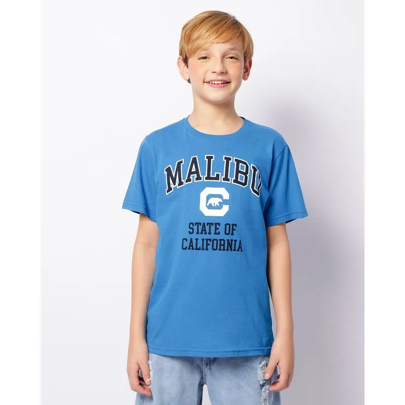 Camiseta Juvenil Estampa Califórnia Manga Curta Azul 10
