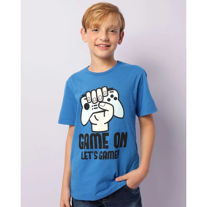 Camiseta Juvenil Estampa Game Manga Curta Azul 10