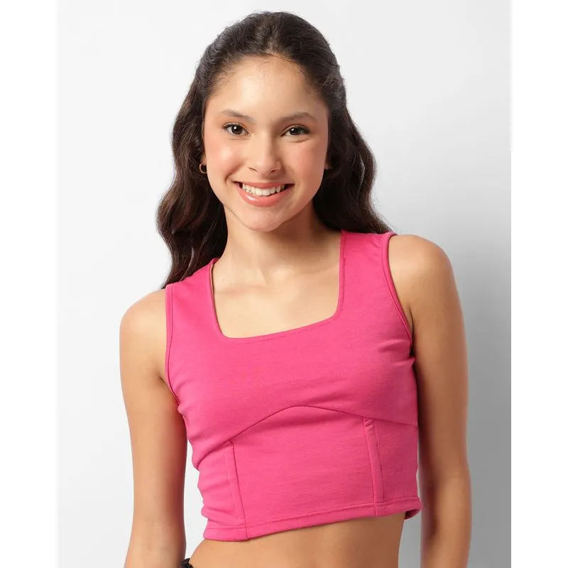 Regata Juvenil Cropped Com Recortes Rosa 10