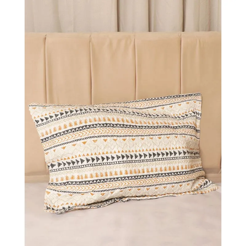 Porta Travesseiro 50cmx70cm Andreza Estampado Geométrica Branco UN