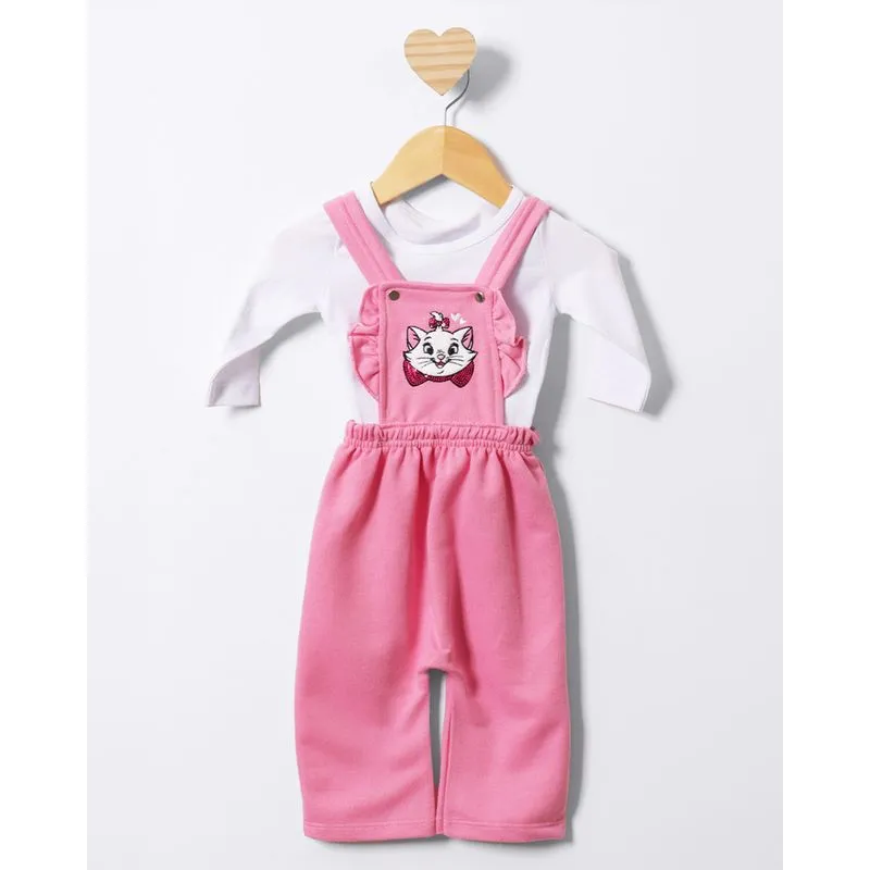 Conjunto Jardineira Moletinho Bebê Disney Marie Rosa G
