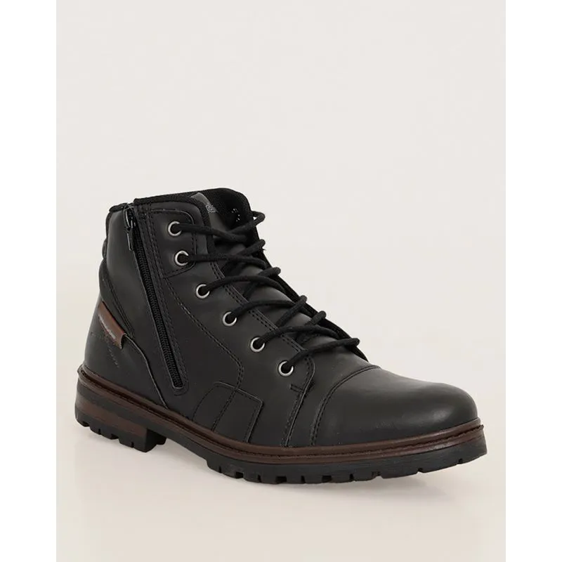 Bota Masculina Casual Wonder Tratorada Com Zíper Preta 38