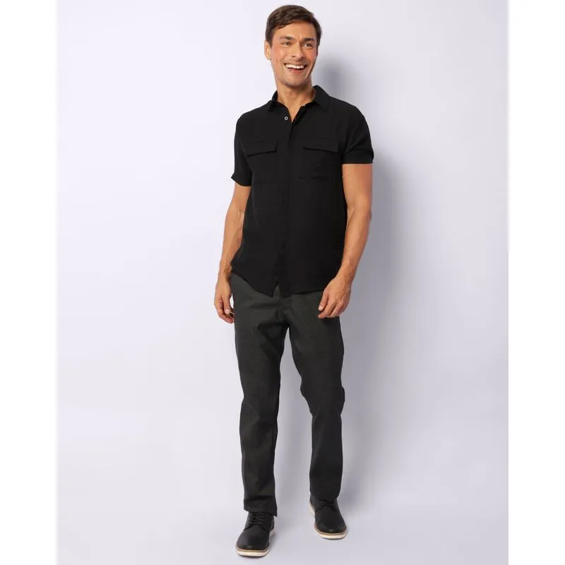 Calça Masculina Social Com Bolsos Preta 44