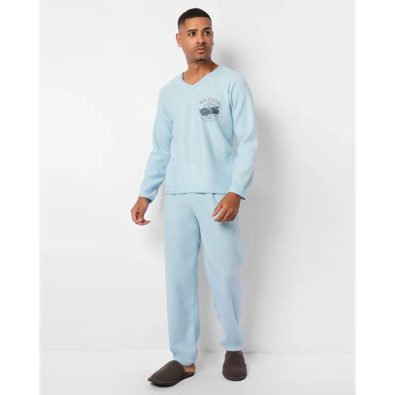 Pijama Masculino Longo Soft Com Estampa Azul G