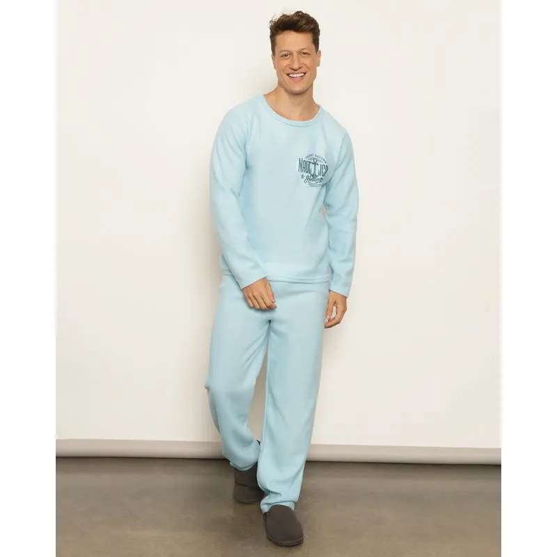 Pijama Masculino Longo Soft Estampa Nautical Azul G