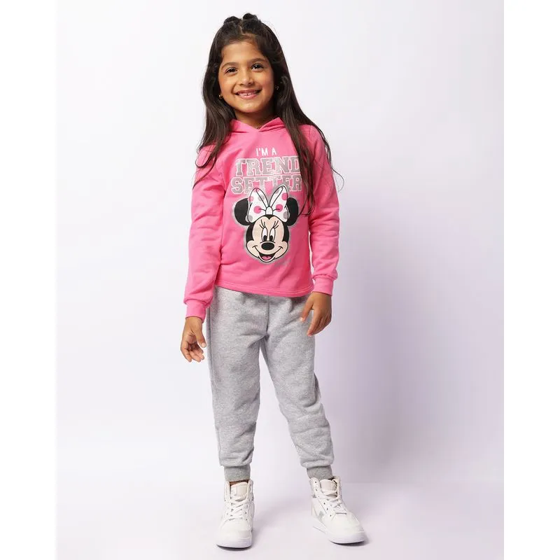 Conjunto Moletom Infantil Longo Peluciado Disney Estampa Minnie Com Capuz Rosa 8