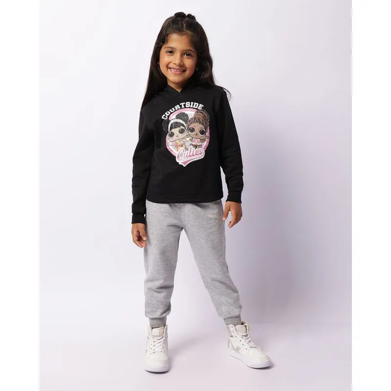 Conjunto Moletom Infantil Longo Peluciado Lol Surprise Com Capuz Preto 6