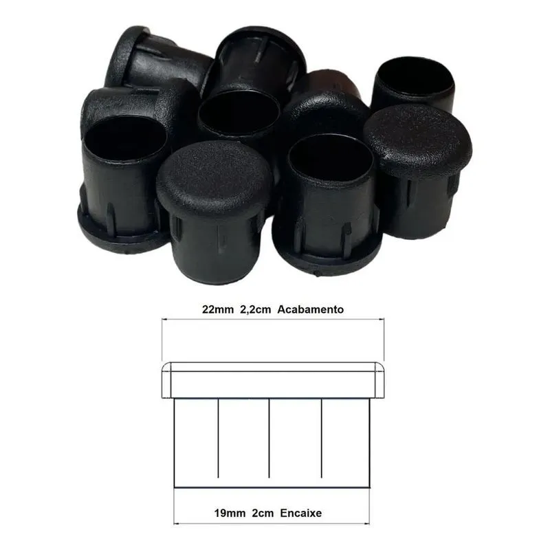 Ponteira Pé Cadeira Interna Pvc Preta 7/8 22mm 2,2cm 100un C