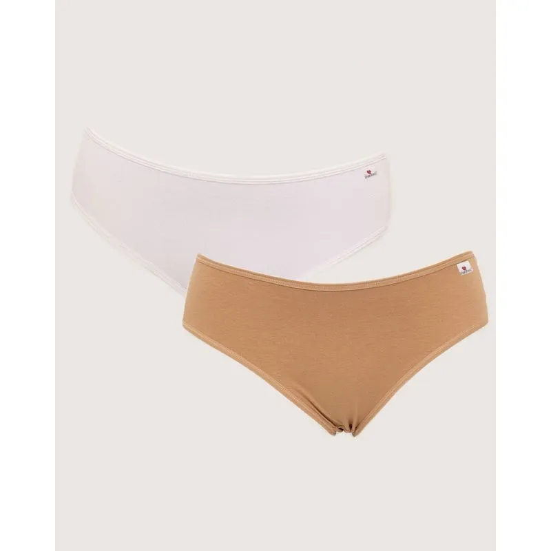 Kit 2 Calcinhas Plus Size Feminina Biquíni Bege E Branca 46