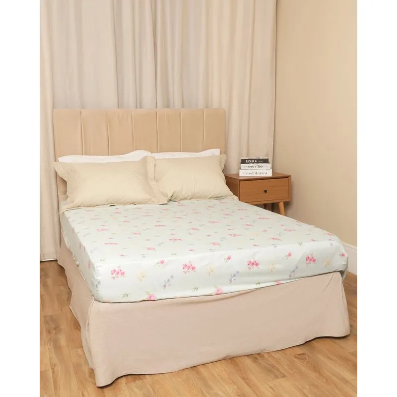 Lençol Avulso Queen com Elástico Andreza Floral Azul UN