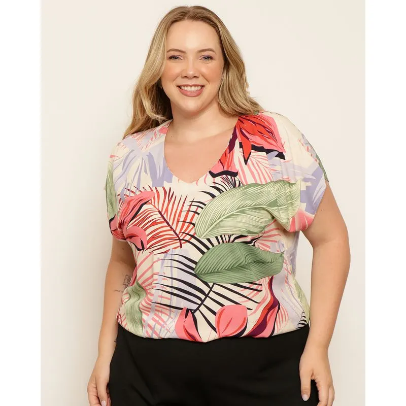 Blusa Feminina Plus Size Berry & Co. Viscose Rosa G1