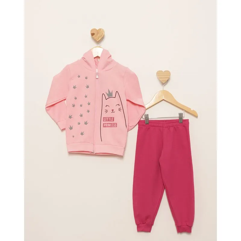 Conjunto Moletom Bebê Peluciado Longo Rosa 2