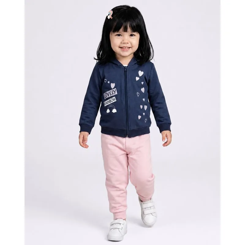 Conjunto Moletom Bebê Estampado com Capuz Marinho 2