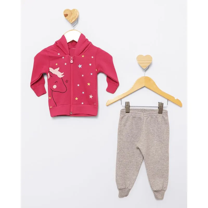 Conjunto Moletom Bebê Unicórnio Rosa M