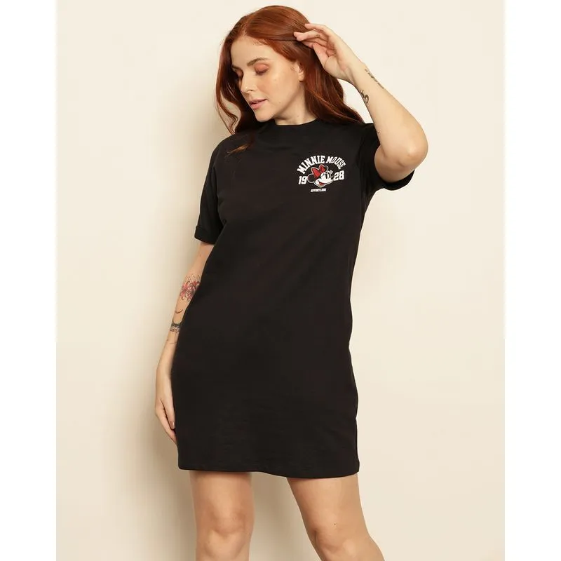 Vestido Feminino Disney Minnie Manga Curta Preto M