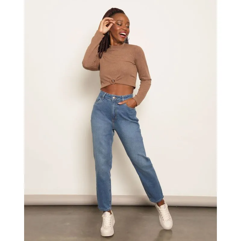 Calça Jeans Feminina Mom Azul 40