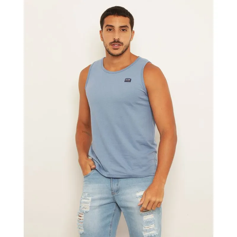 Regata Masculina Básica Aplicação Frontal Azul M