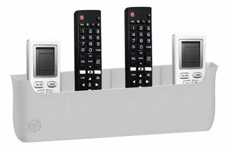 Suporte De Parede Porta 4 Controles Remoto Ar Tv Unive Cinza