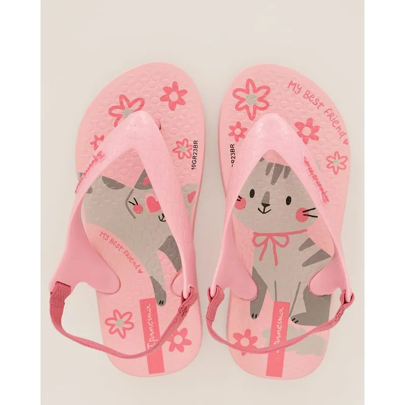 Chinelo Bebê Ipanema Com Elástico Estampado Rosa 19