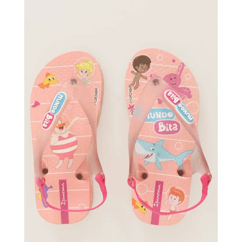 Chinelo Ipanema Bebê Estampa Mundo Bita Rosa 20/21