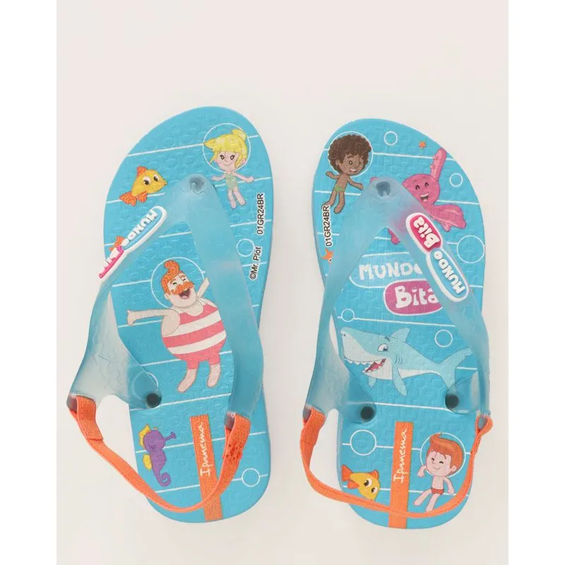Chinelo Ipanema Bebê Estampa Mundo Bita Azul 22