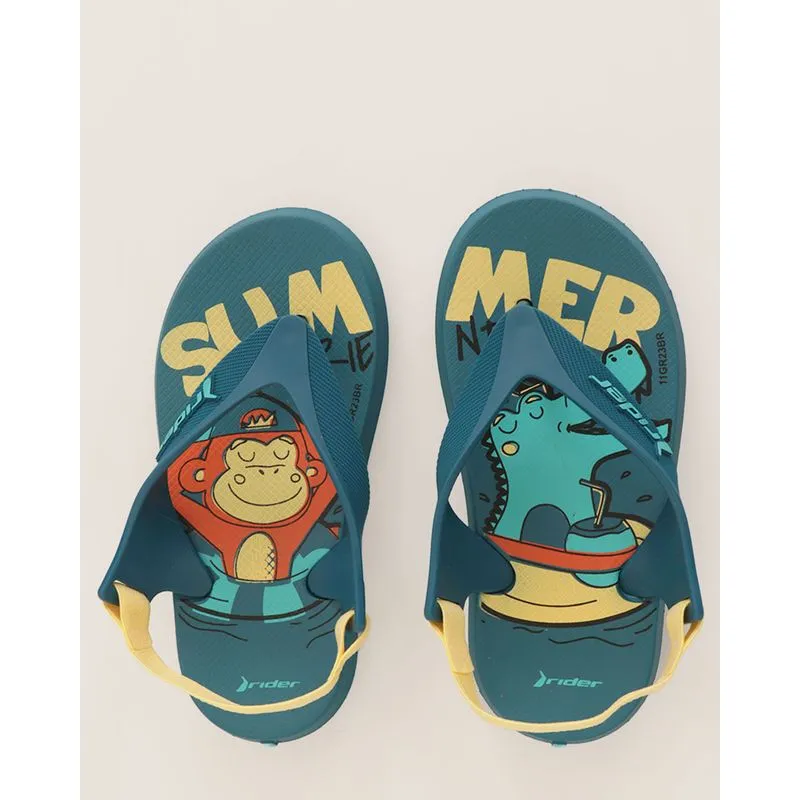 Chinelo Bebê Rider Estampa Summer Friends Azul 19