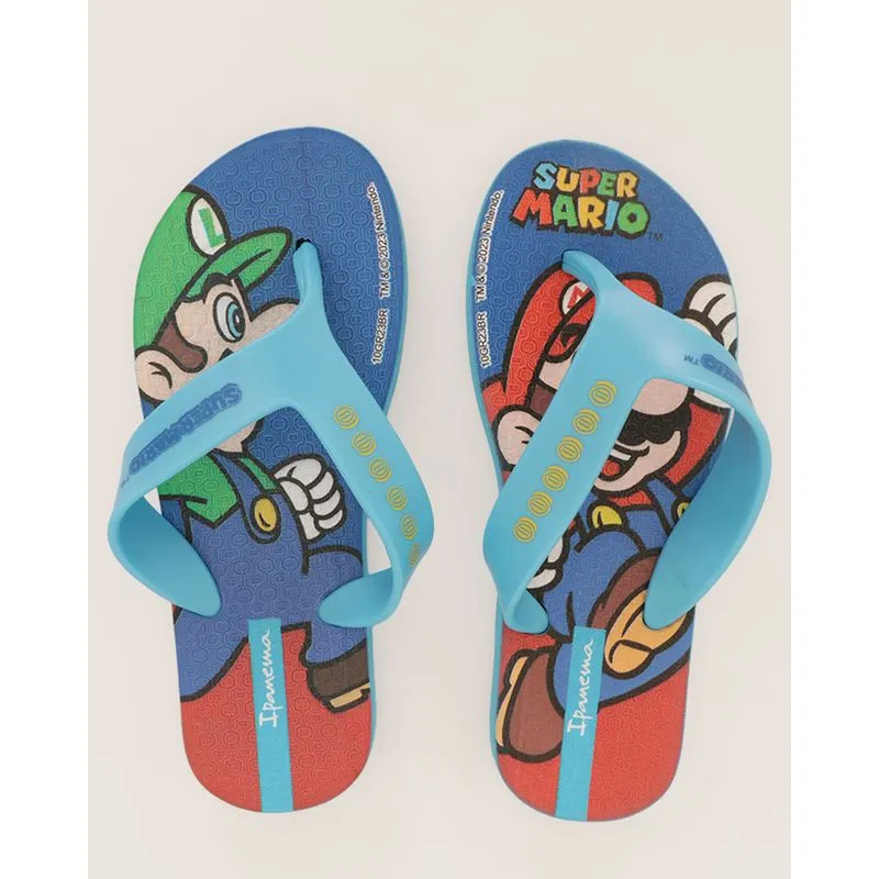 Chinelo Ipanema Infantil Estampa Super Mario Azul 25/26