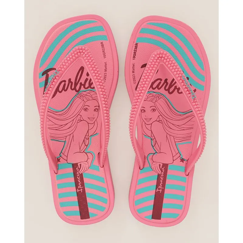 Chinelo Infantil Ipanema Texturizado Estampa Barbie Rosa 25/26