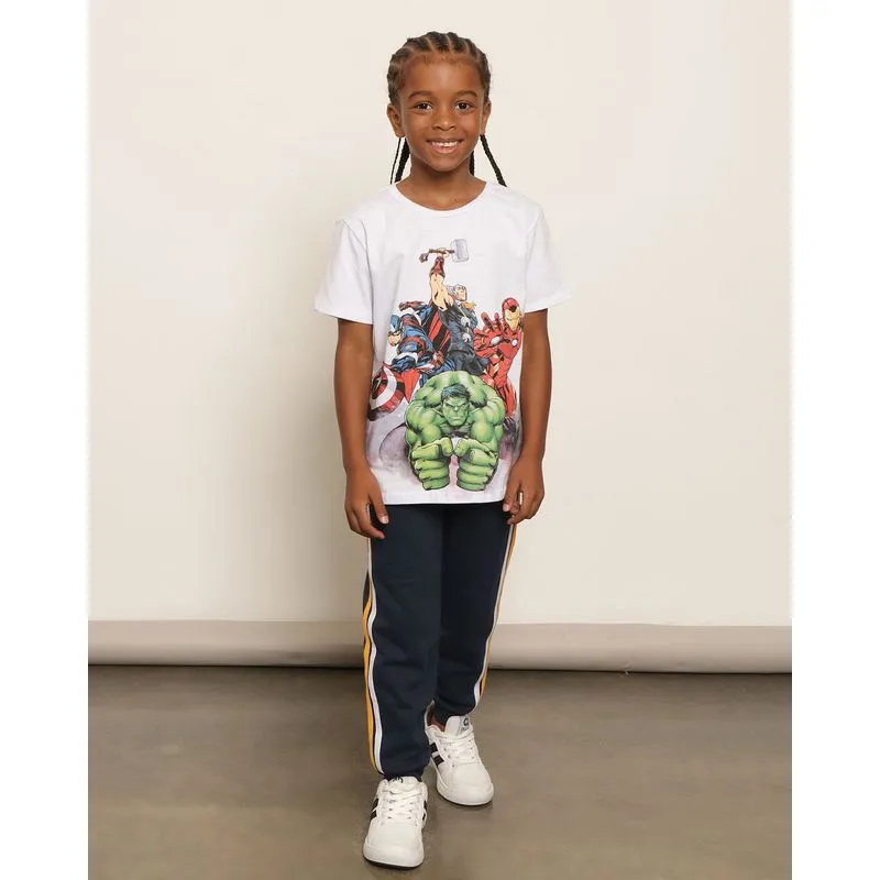 Calça Infantil Moletom Jogger Com Estampa E Recortes Sortidos Marinho 4