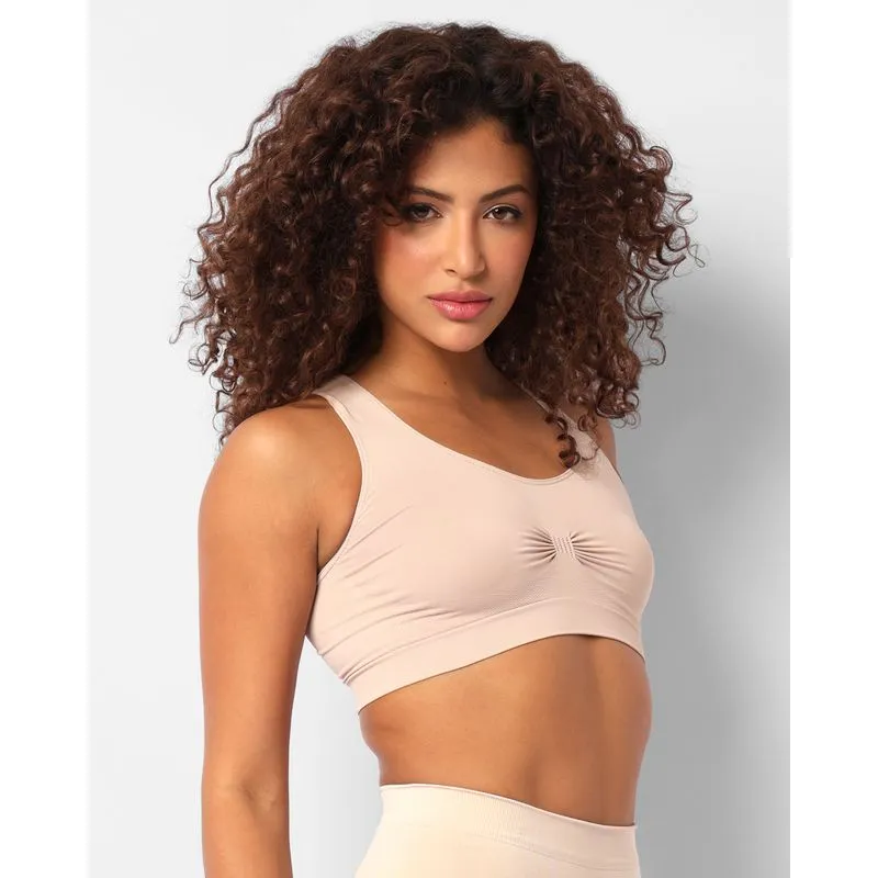 Sutiã Top Feminino Nadador Sem Costura Bege GG