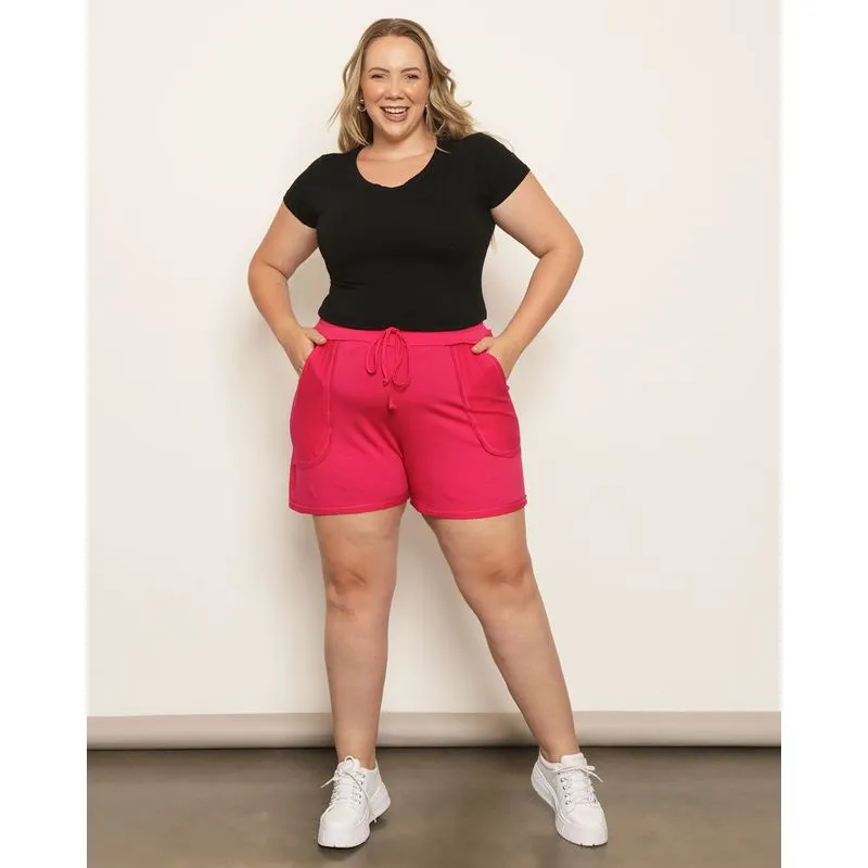 Short Plus Size Feminino Curto Viscose Rosa G3