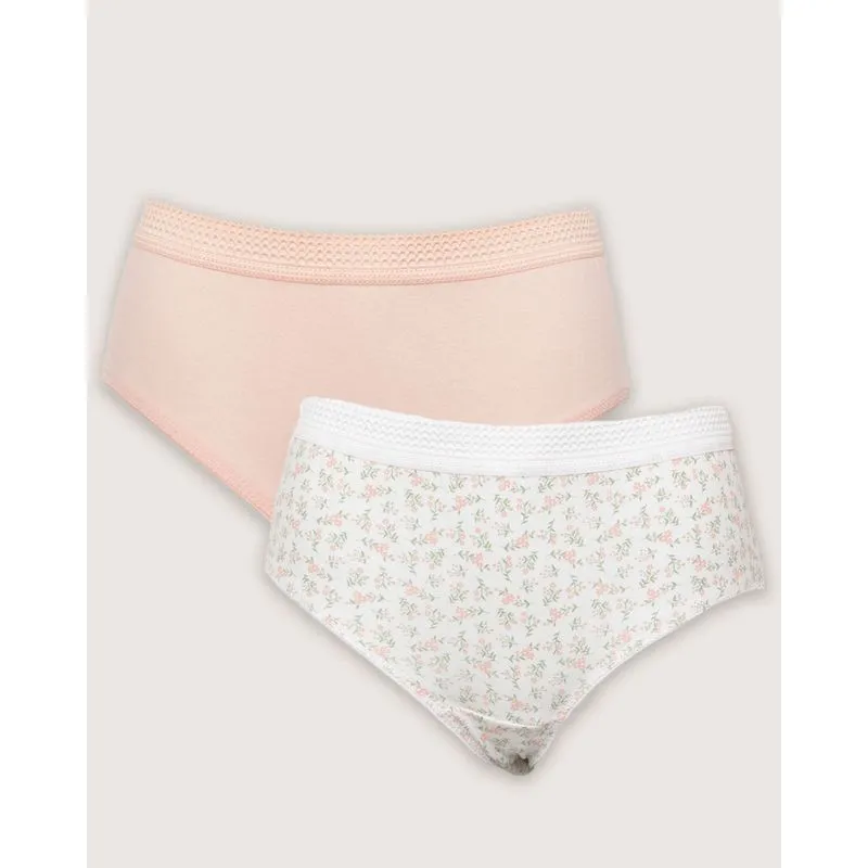 Kit 2 Calcinhas Feminina Cintura Alta Branca e Laranja P
