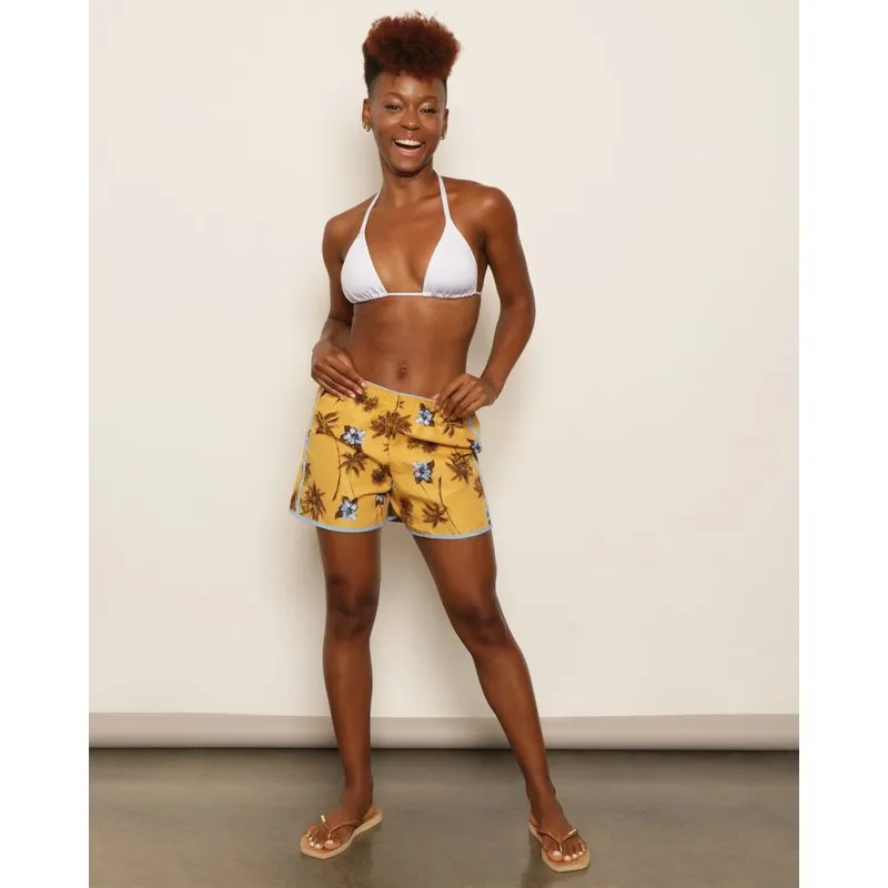 Short Feminino Curto Estampado Tropical Amarelo GG