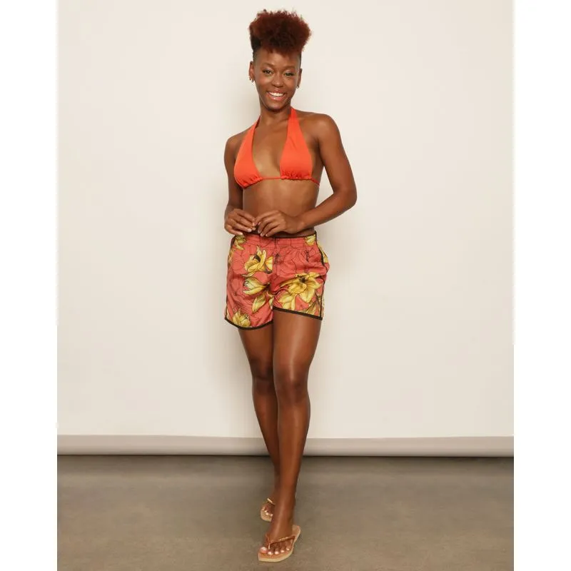 Short Feminino Curto Estampado Tropical Laranja GG