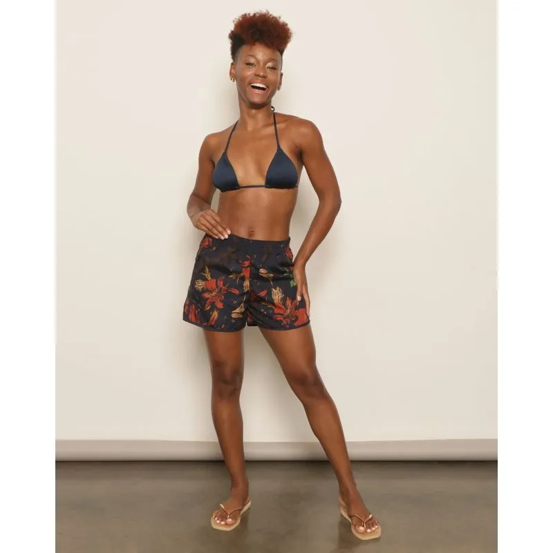 Short Feminino Curto Estampado Tropical Marinho M
