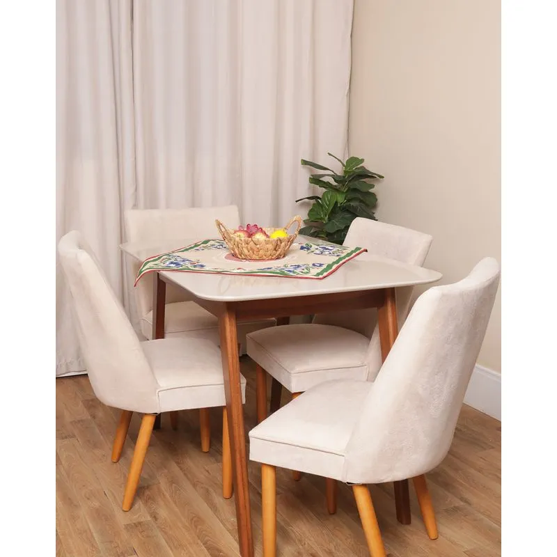 Toalha Chá Linhão 70cm X 70cm Estampa Floral Bege UN