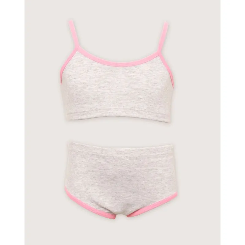 Conjunto Top Calcinha Infantil Alcinhas Mescla Cinza 4