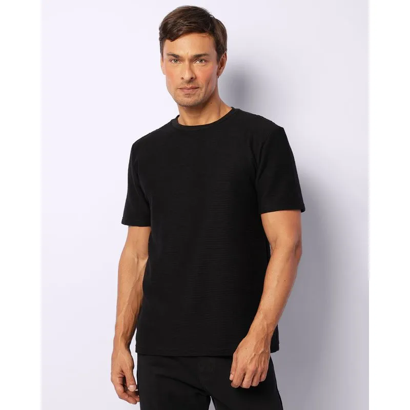 Camiseta Masculina Texturizada Manga Curta Preta P